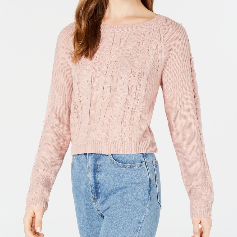 Freshman Pearl Embellished Cropped Sweater